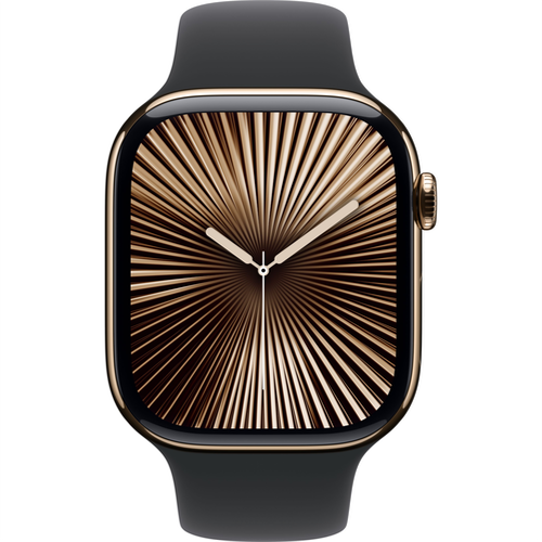 Смарт-часы Apple Watch Series 10 (GPS+Cellular) 46mm Gold Titanium Case with Black Sport Band (Золотой) - GorbTech