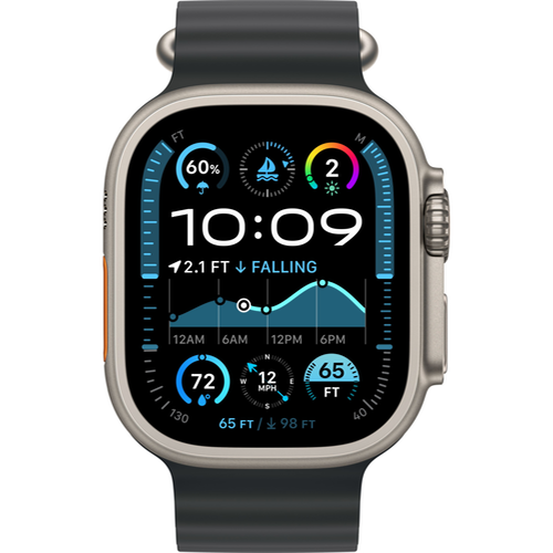 Смарт-часы Apple Watch Ultra 2 (2024) 49mm Natural Titanium Case with Ocean Band Black (Черный) - GorbTech