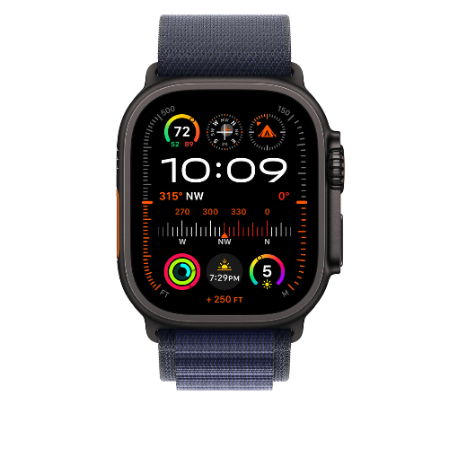 Ремешок для Apple Watch Ultra 49mm Navy Alpine Loop - Large - Black Titanium Finish (Синий) - GorbTech