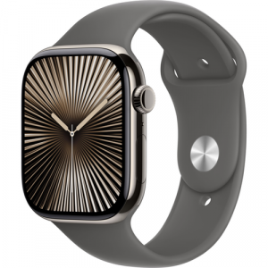 Смарт-часы Apple Watch Series 10 (GPS+Cellular) 46mm Natural Titanium Case with Stone Gray Sport Band (Титановый) - GorbTech