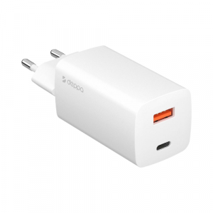Адаптер питания Deppa 65 Вт Gan QC 3.0 USB A + Type-C (Белый) - GorbTech