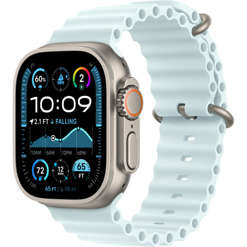Смарт-часы Apple Watch Ultra 2 (2024) 49mm Natural Titanium Case with Ocean Band Ice Blue (Голубой) - GorbTech