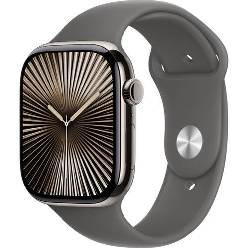 Смарт-часы Apple Watch Series 10 (GPS+Cellular) 42mm Natural Titanium Case with Stone Gray Sport Band (Титановый) - GorbTech