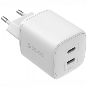 Адаптер питания Deppa 45 Вт Gan QC 4.0 Power Delivery 2Type-C (Белый) - GorbTech