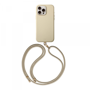 Чехол из искусственной кожи для iPhone 16 Pro UNIQ COEHL MUSE MagSafe Cream - GorbTech