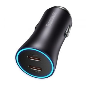 Автомобильное зарядное устройство Baseus Golden Contactor Pro Dual Fast Car Charger C+C 40W (Черный) - GorbTech