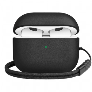 Кожаный чехол Uniq Terra Genuine Leather для AirPods 3 Black (Черный) - GorbTech