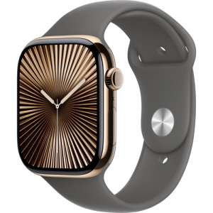 Смарт-часы Apple Watch Series 10 (GPS+Cellular) 46mm Gold Titanium Case with Stone Gray Sport Band (Золотой) - GorbTech