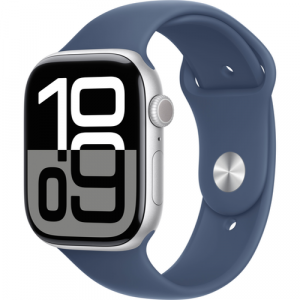Смарт-часы Apple Watch Series 10 (GPS) 46mm Silver Aluminum Case with Denim Sport Band (Серебристый) - GorbTech