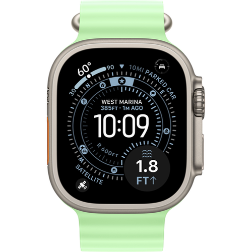 Смарт-часы Apple Watch Ultra 3 (2025) 49mm Natural Titanium Case with Ocean Band Neon Green (Неоново-Зеленый) - GorbTech