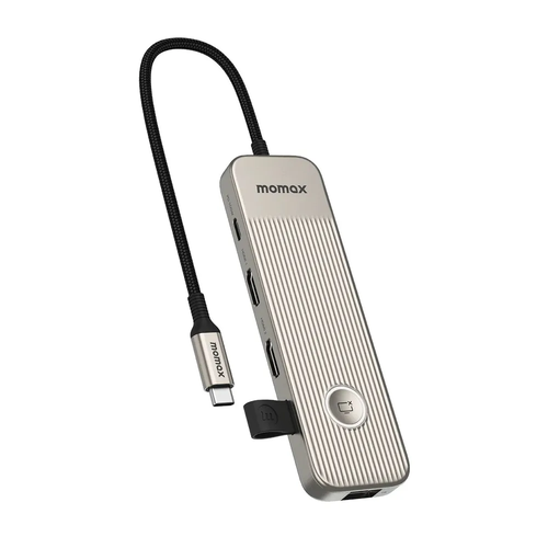 USB адаптер Momax 1-Link 9 in 1 USB-C Hub, 2 HDMI - Natural Titanium Croma - GorbTech