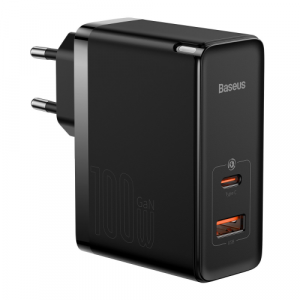 Адаптер питания Baseus GaN5 Pro Fast Charger C+U 100 Вт (Черный) - GorbTech