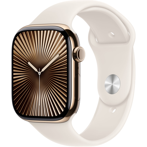 Смарт-часы Apple Watch Series 10 (GPS+Cellular) 42mm Gold Titanium Case with Starlight Sport Band (Золотой) - GorbTech
