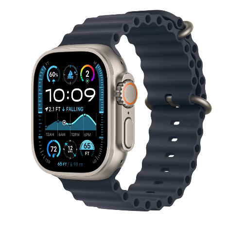 Ремешок для Apple Watch Ultra 49mm Navy Ocean Band - Natural Titanium Finish (Синий) - GorbTech