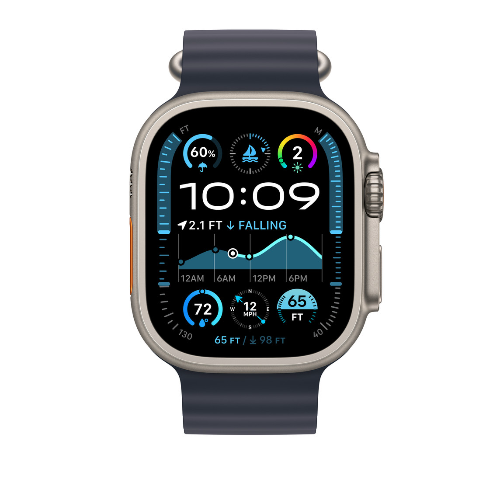 Ремешок для Apple Watch Ultra 49mm Navy Ocean Band - Natural Titanium Finish (Синий) - GorbTech
