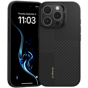 Усиленный чехол Benks Montage ArmorPro Case built with Kevlar® для iPhone 16 Pro Max 600D+1500D (Черный кевлар) - GorbTech