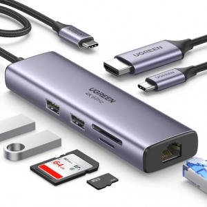USB адаптер UGREEN 60515 7в1 CM512 (Серый) - GorbTech