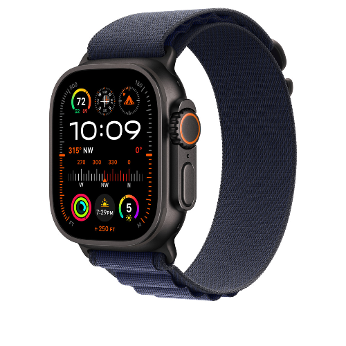 Ремешок для Apple Watch Ultra 49mm Navy Alpine Loop - Large - Black Titanium Finish (Синий) - GorbTech