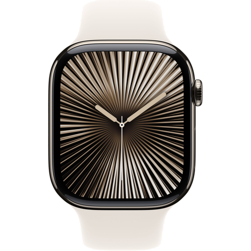 Смарт-часы Apple Watch Series 10 (GPS+Cellular) 42mm Natural Titanium Case with Starlight Sport Band (Титановый) - GorbTech