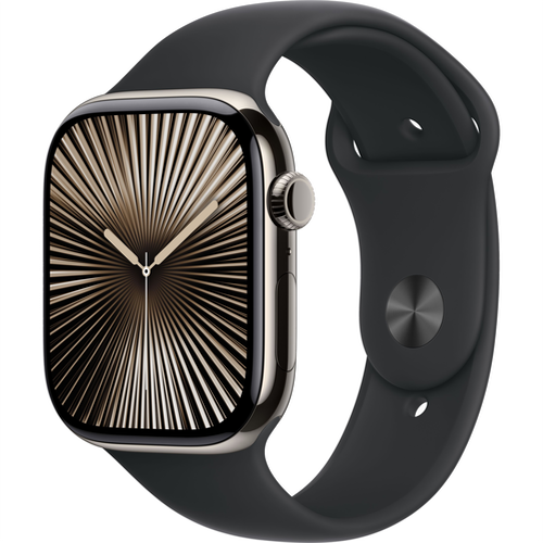 Смарт-часы Apple Watch Series 10 (GPS+Cellular) 42mm Natural Titanium Case with Black Sport Band (Титановый) - GorbTech