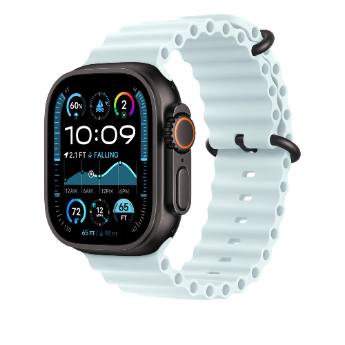 Ремешок для Apple Watch Ultra 49mm Ice Blue Ocean Band - Black Titanium Finish (Голубой) - GorbTech