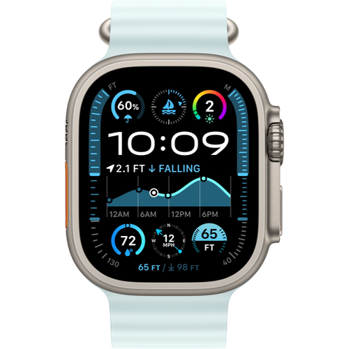 Смарт-часы Apple Watch Ultra 2 (2024) 49mm Natural Titanium Case with Ocean Band Ice Blue (Голубой) - GorbTech
