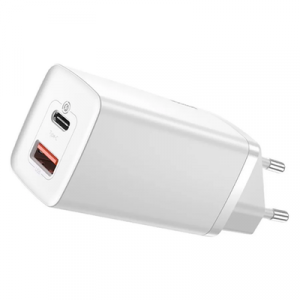 Адаптер питания Baseus GaN2 Lite Quick Charger C+U 65 Вт (Белый) - GorbTech