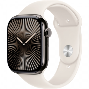 Смарт-часы Apple Watch Series 10 (GPS+Cellular) 42mm Slate Titanium Case with Starlight Sport Band (Графитовый) - GorbTech