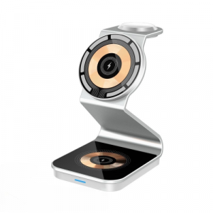 Беспроводное зарядное устройство MItrifON Magnetic Wireless charger stand 3в1 15W Серебристый - GorbTech