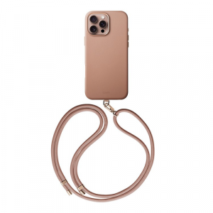 Чехол из искусственной кожи для iPhone 16 Pro UNIQ COEHL MUSE MagSafe Dusty Nude - GorbTech