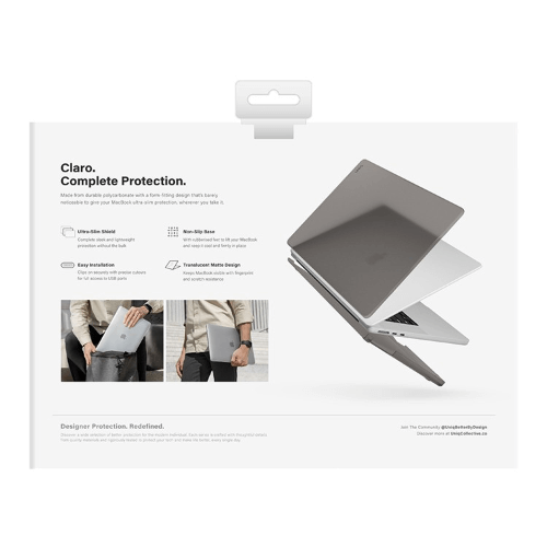 Чехол Uniq Claro для MacBook Air 15 M2/M3/M4 Matte Grey (Матовый серый) - GorbTech